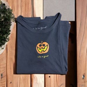 Life is Good Women’s Large Navy Blue Halloween pumpkin